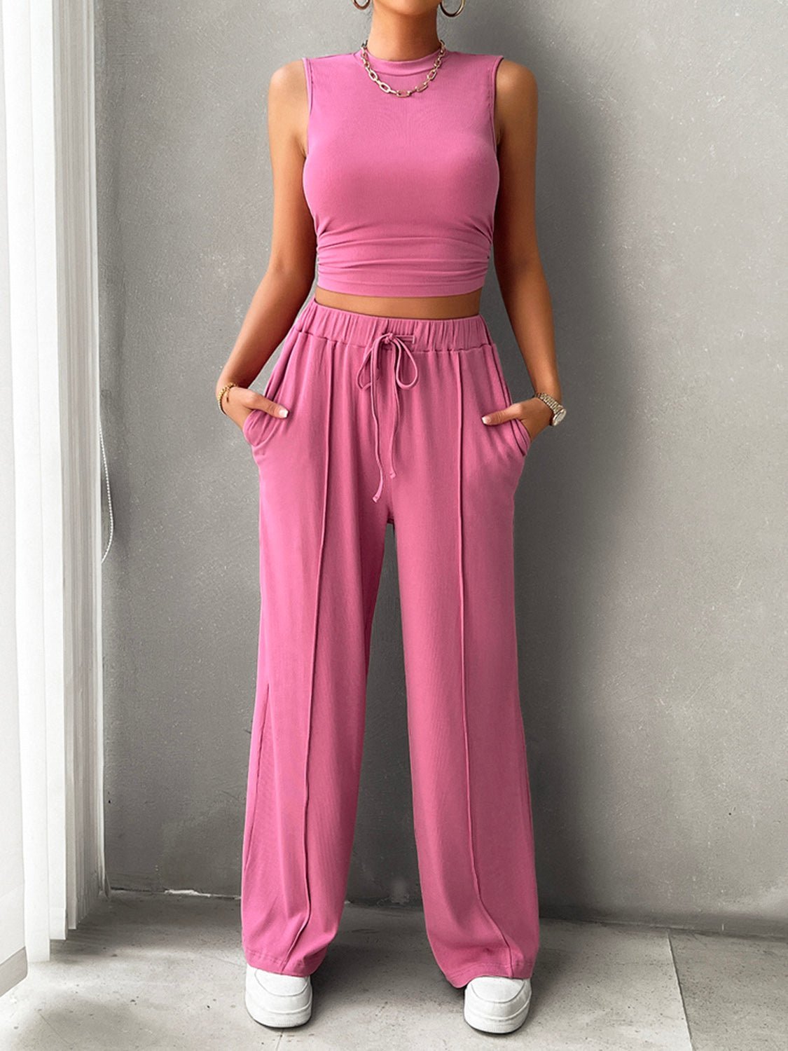 "Flounce" Drawstring Pants Set - Honey Dreams Boutique