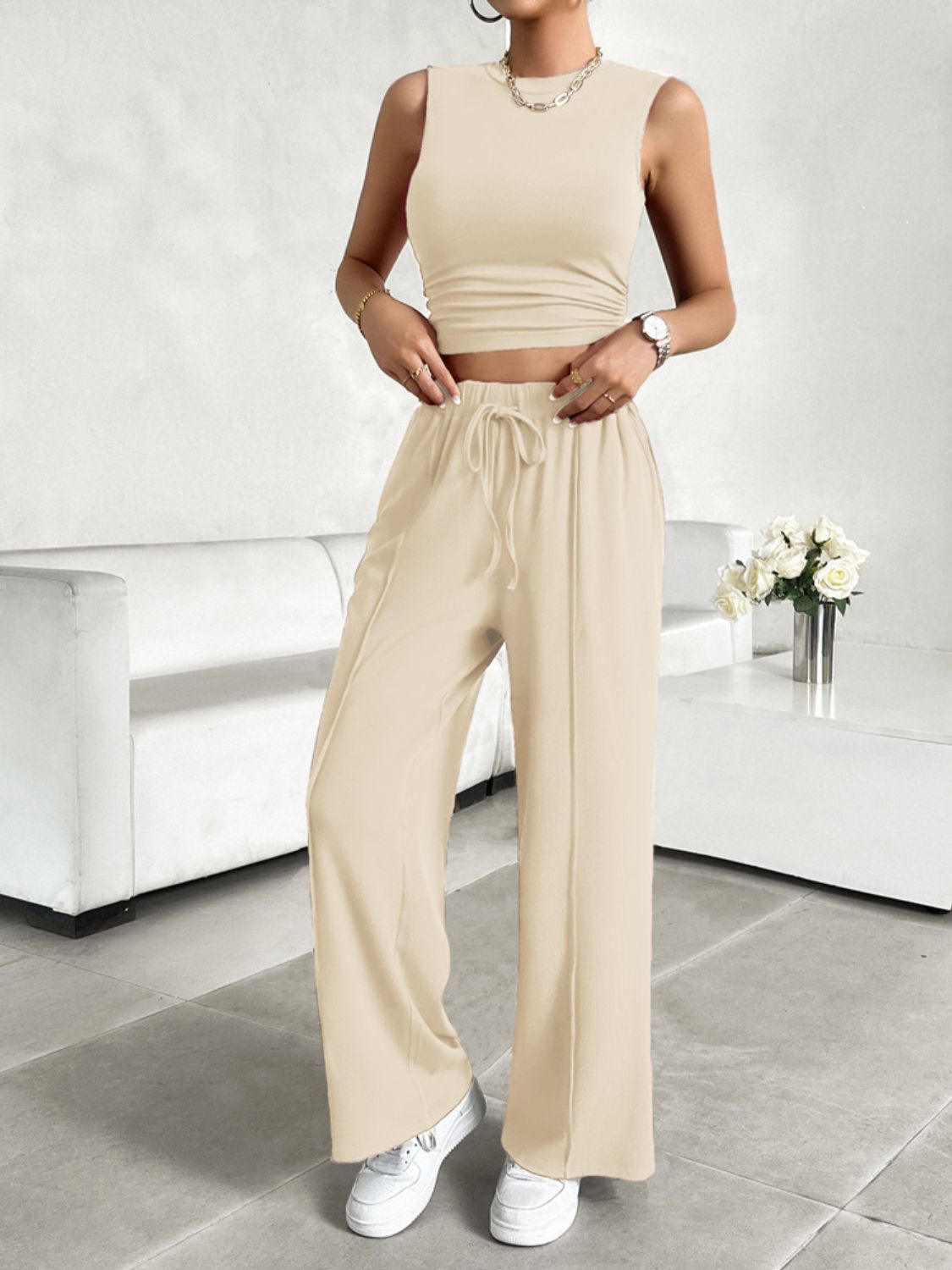 "Flounce" Drawstring Pants Set - Honey Dreams Boutique