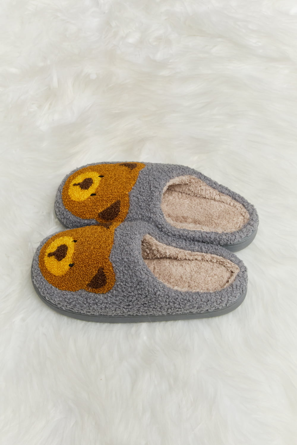 "Hey Teddy" Plush Slide Slippers - Honey Dreams Boutique