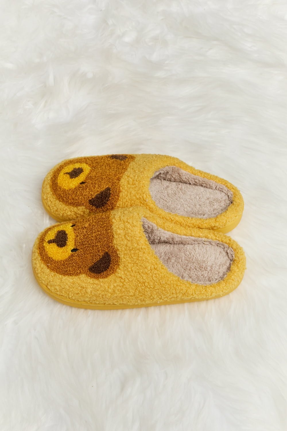 "Hey Teddy" Plush Slide Slippers - Honey Dreams Boutique