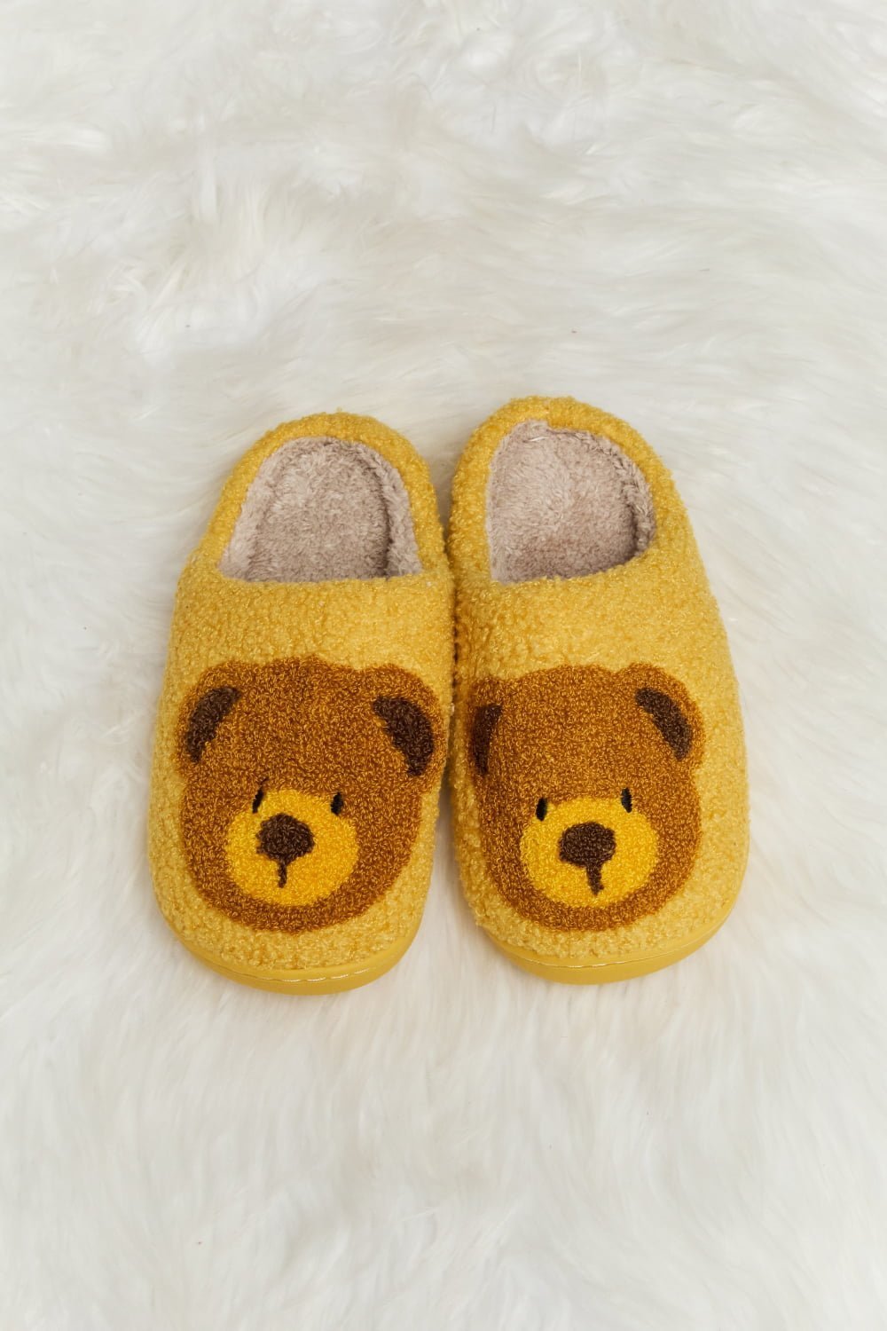 "Hey Teddy" Plush Slide Slippers - Honey Dreams Boutique