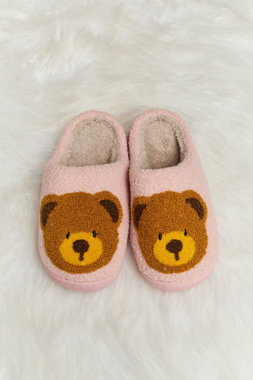 "Hey Teddy" Plush Slide Slippers - Honey Dreams Boutique