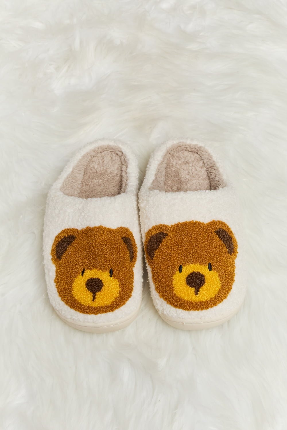 "Hey Teddy" Plush Slide Slippers - Honey Dreams Boutique