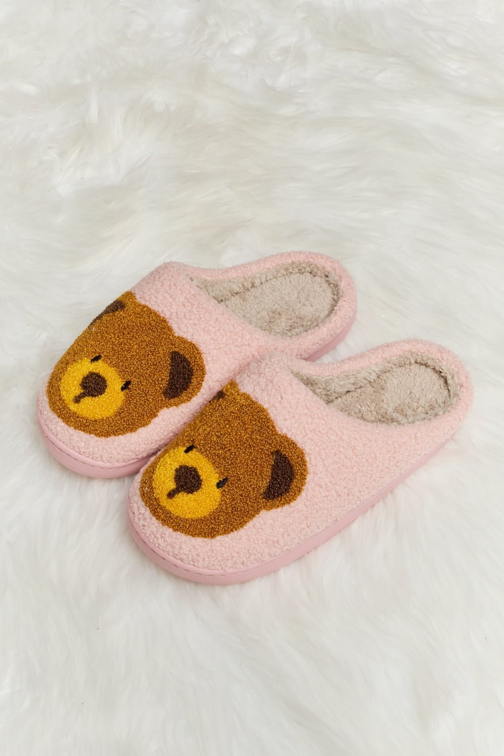 "Hey Teddy" Plush Slide Slippers - Honey Dreams Boutique