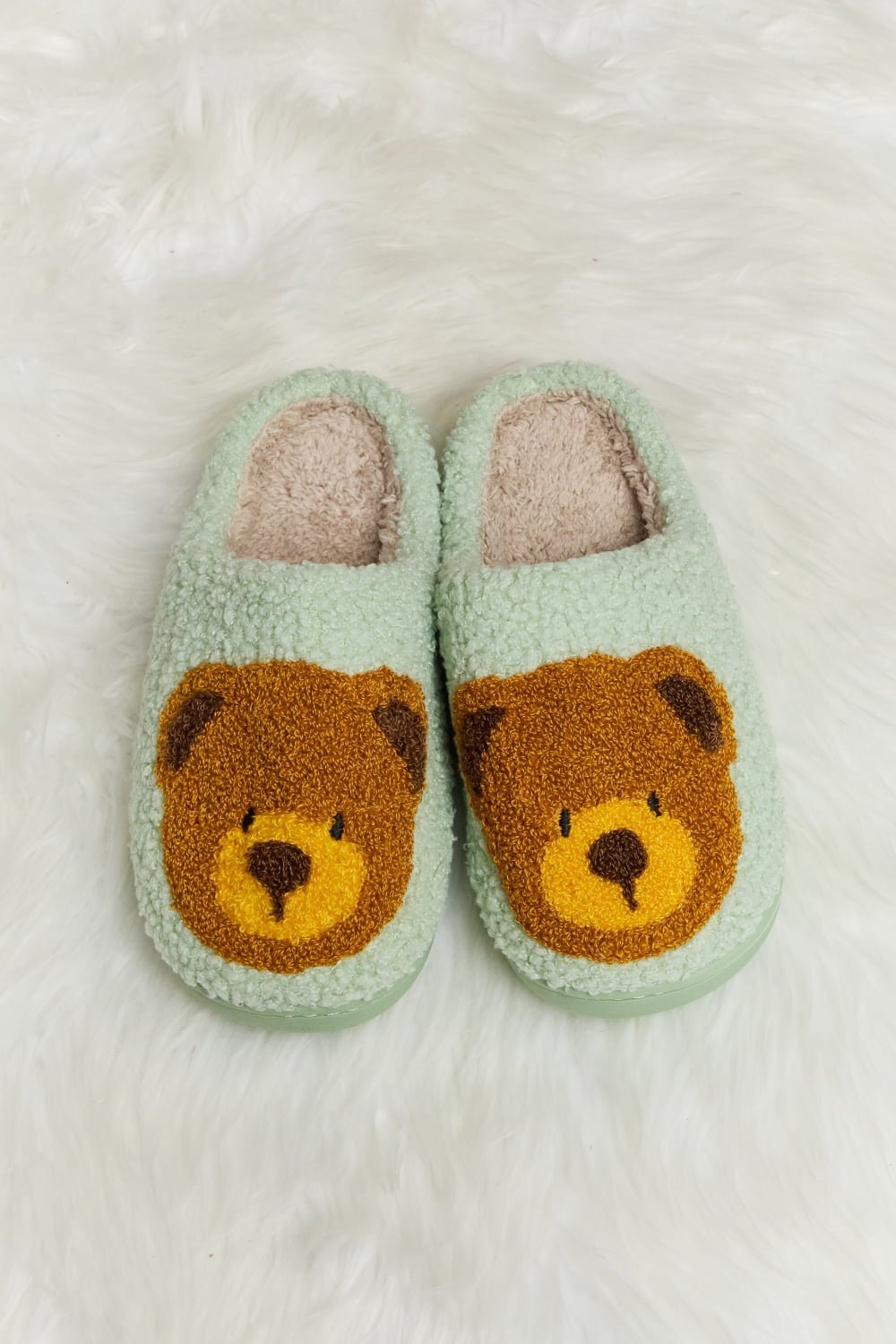 "Hey Teddy" Plush Slide Slippers - Honey Dreams Boutique