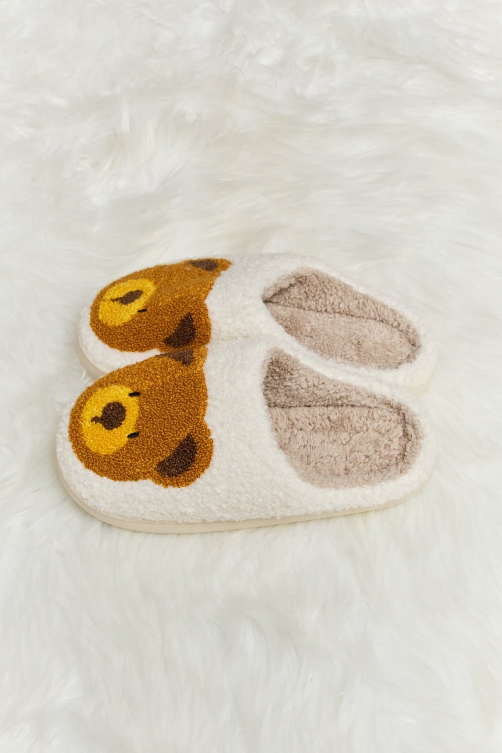 "Hey Teddy" Plush Slide Slippers - Honey Dreams Boutique