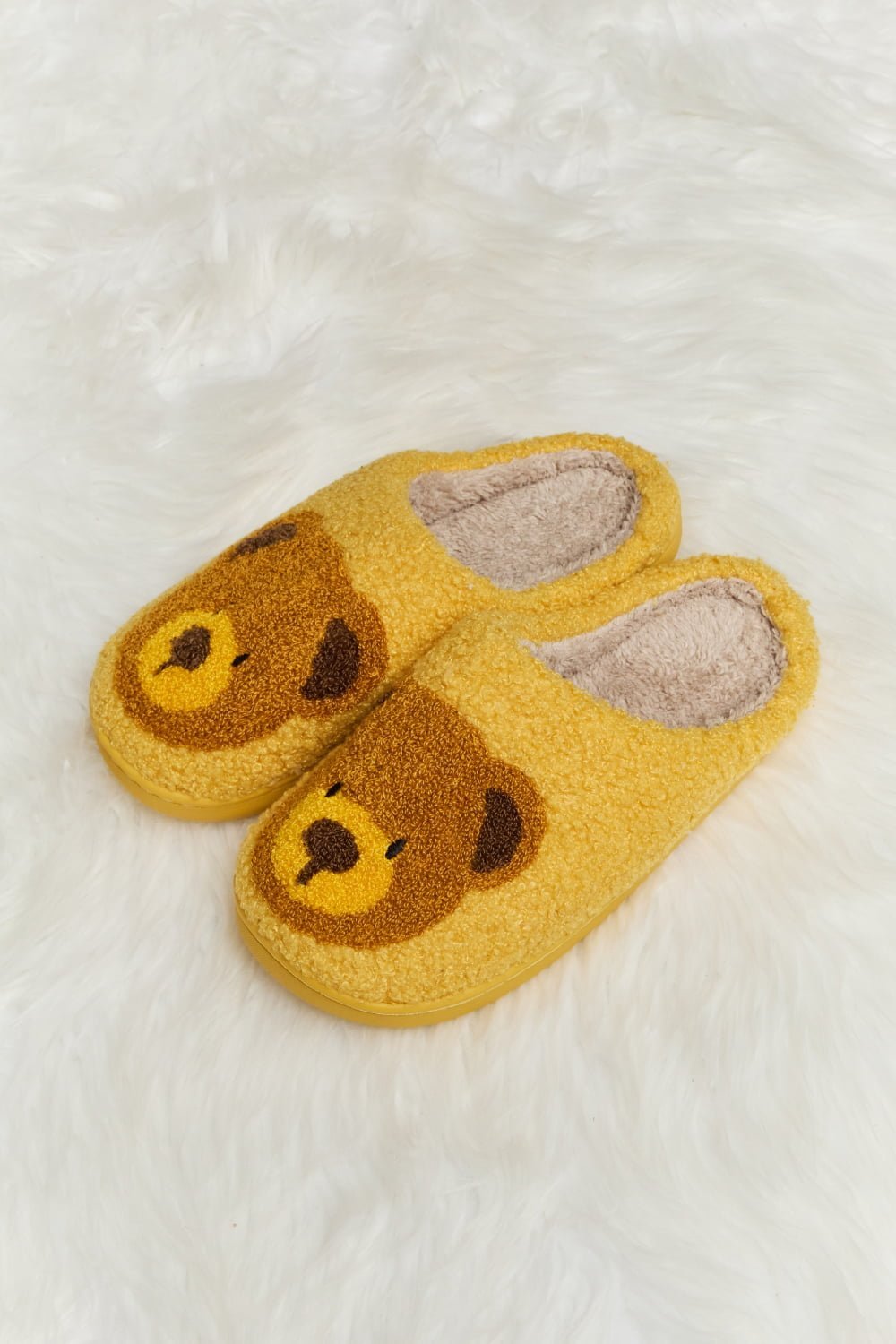 "Hey Teddy" Plush Slide Slippers - Honey Dreams Boutique