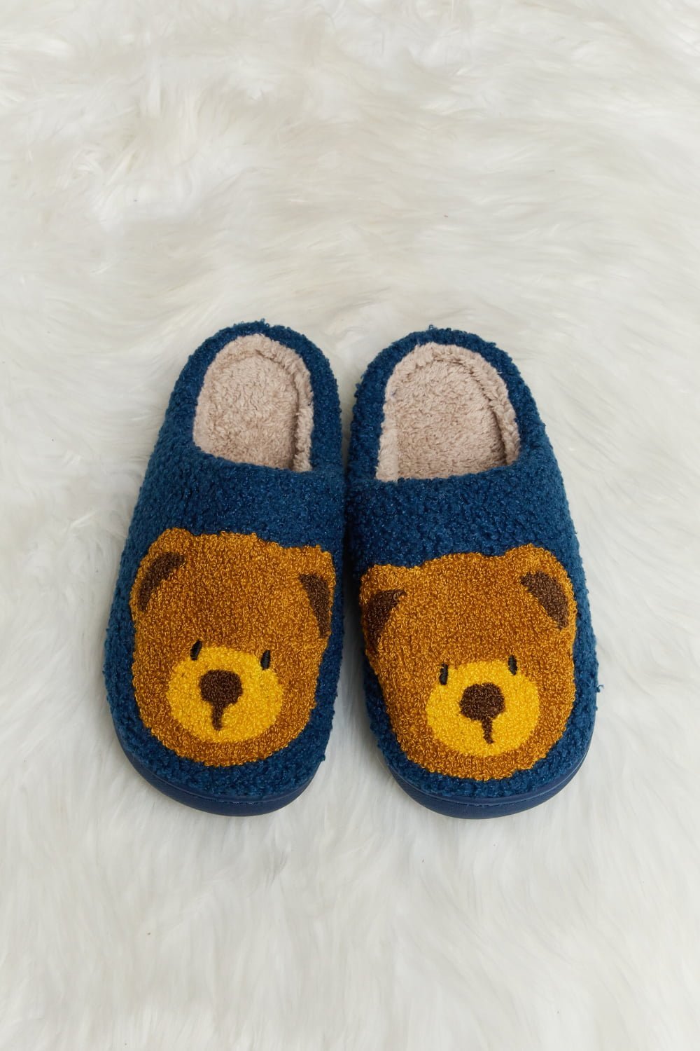 "Hey Teddy" Plush Slide Slippers - Honey Dreams Boutique