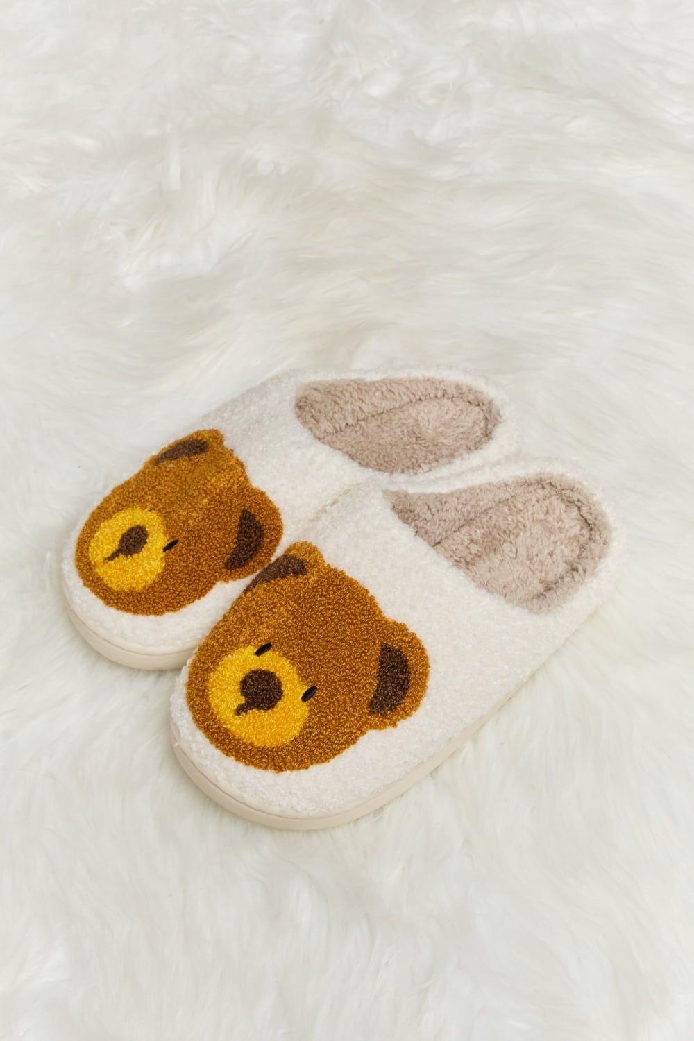 "Hey Teddy" Plush Slide Slippers - Honey Dreams Boutique