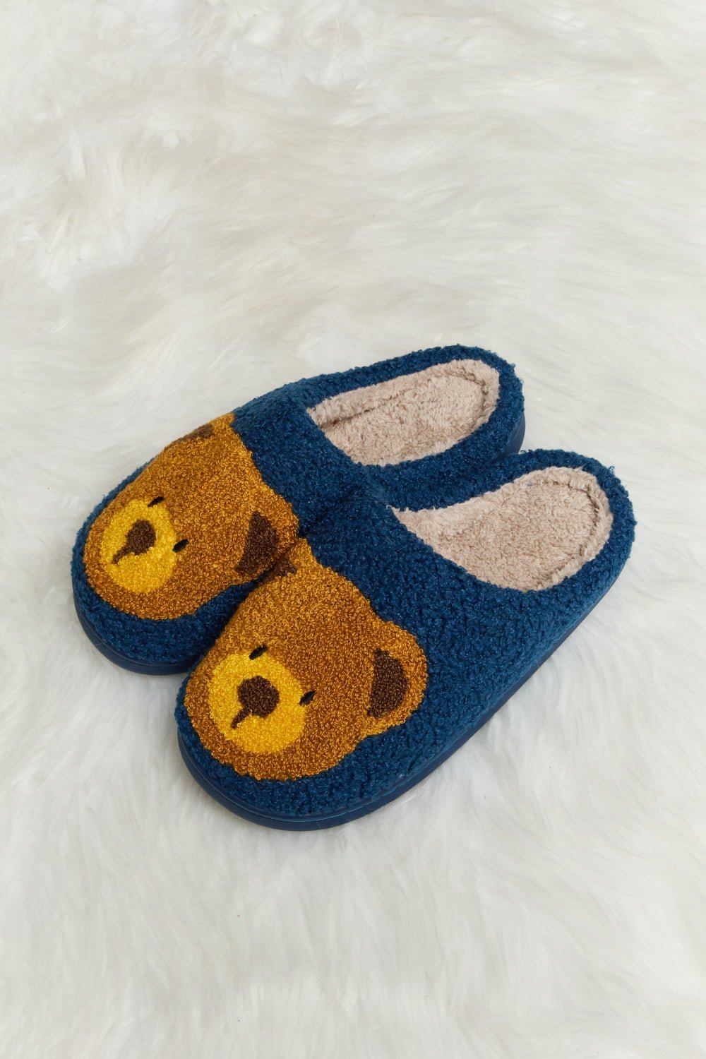 "Hey Teddy" Plush Slide Slippers - Honey Dreams Boutique