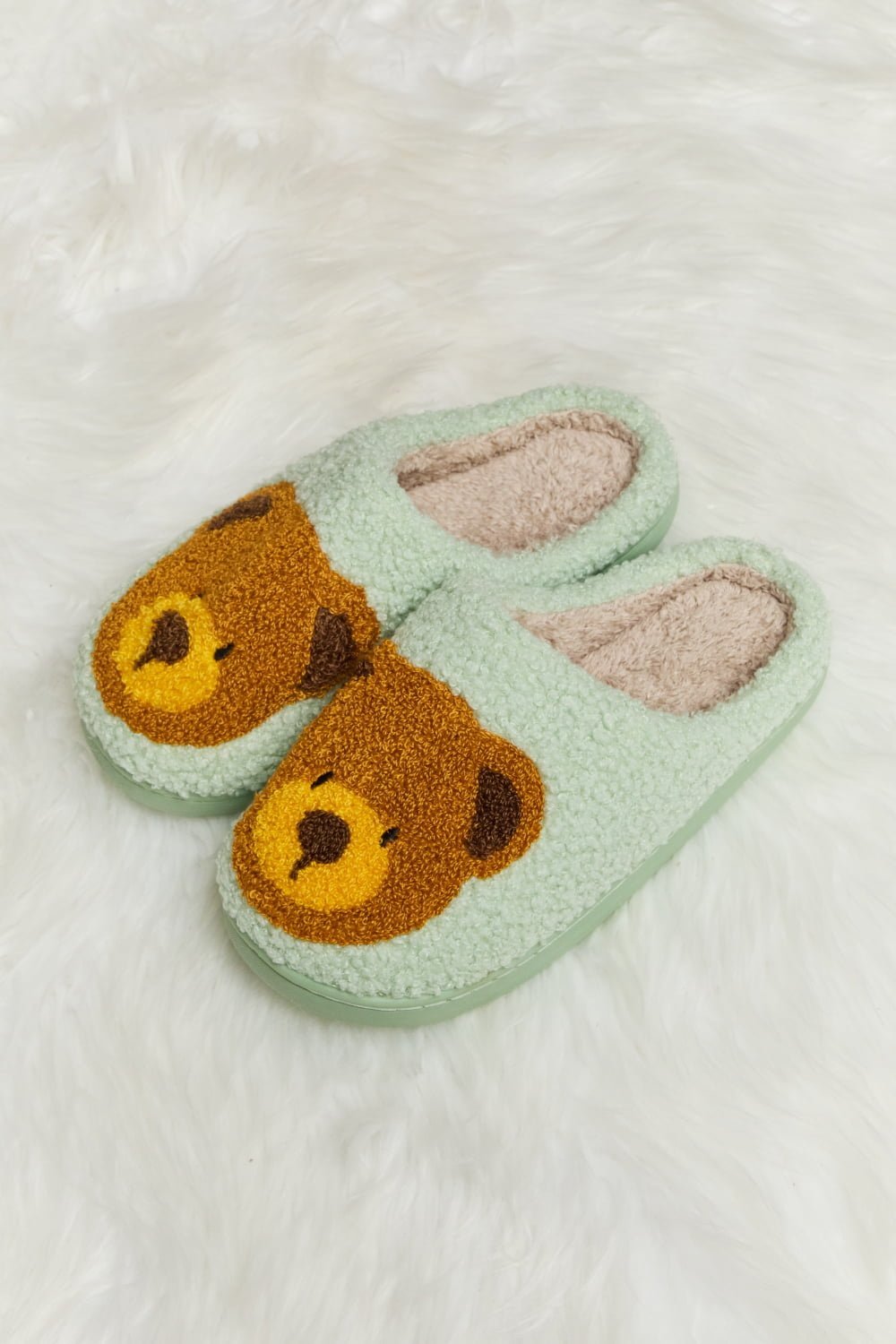 "Hey Teddy" Plush Slide Slippers - Honey Dreams Boutique