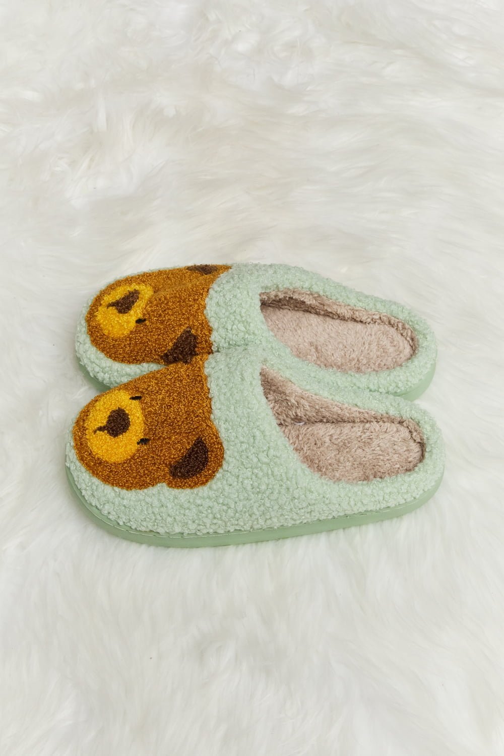 "Hey Teddy" Plush Slide Slippers - Honey Dreams Boutique