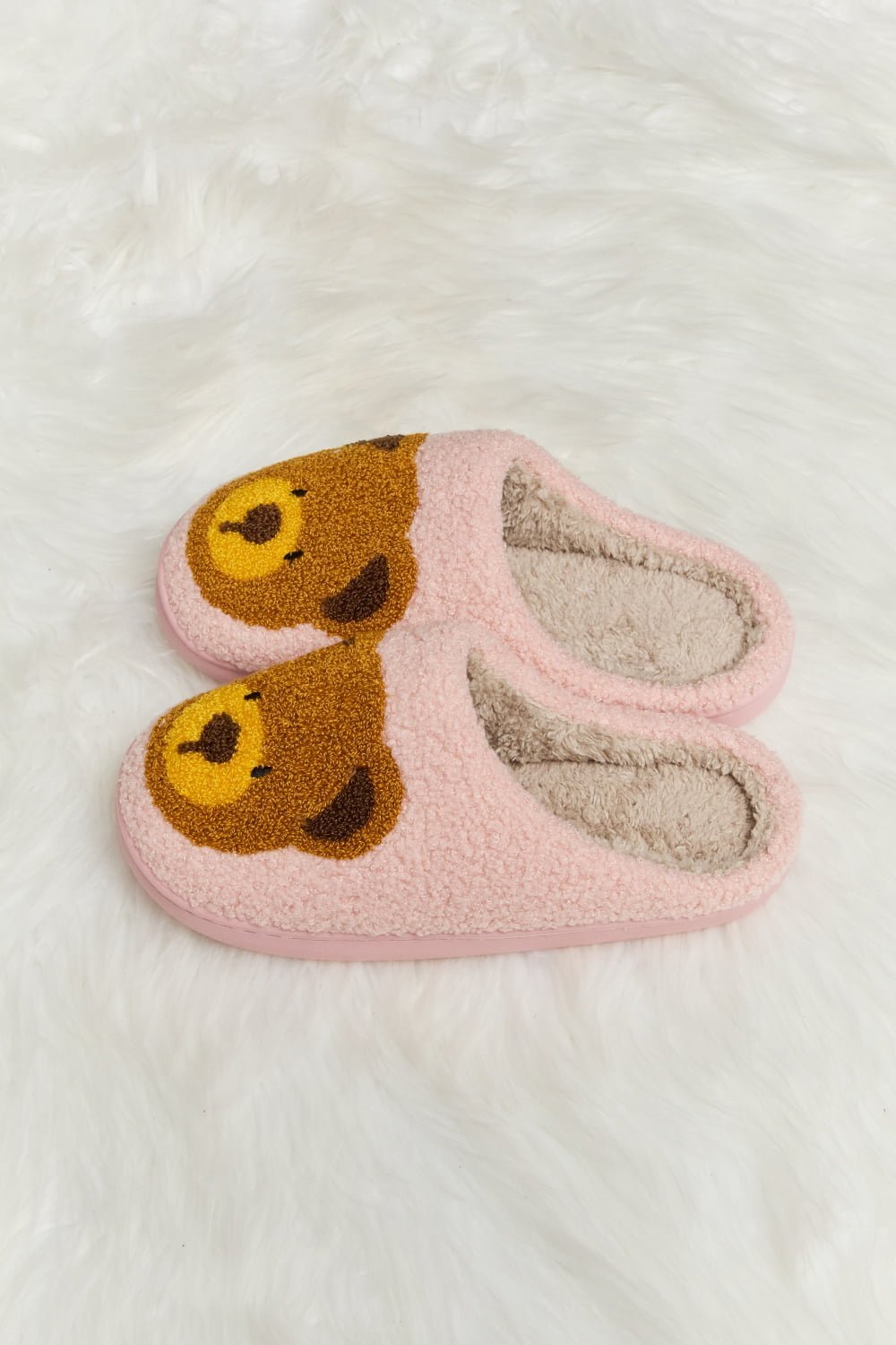 "Hey Teddy" Plush Slide Slippers - Honey Dreams Boutique